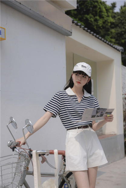 高腰洗水棉阔腿五分裤* 3 Colors