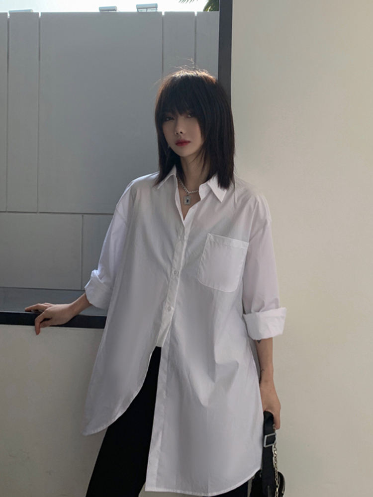 Asymmetric Long Shirt 小众设计不规则长款衬衫 *2  Colors