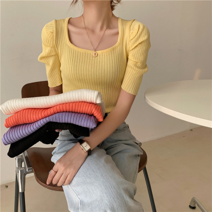 Stella Puff Sleeve Top 心机方领泡泡袖上衣*5Colors