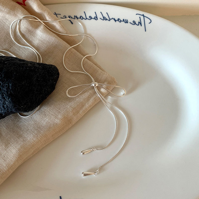 Adjustable Bow Lariat Necklace 小众ins 蝴蝶结抽拉式长款项链