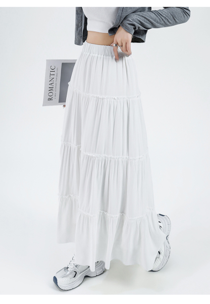 RINA Tiered Maxi Skirt 白色蛋糕裙