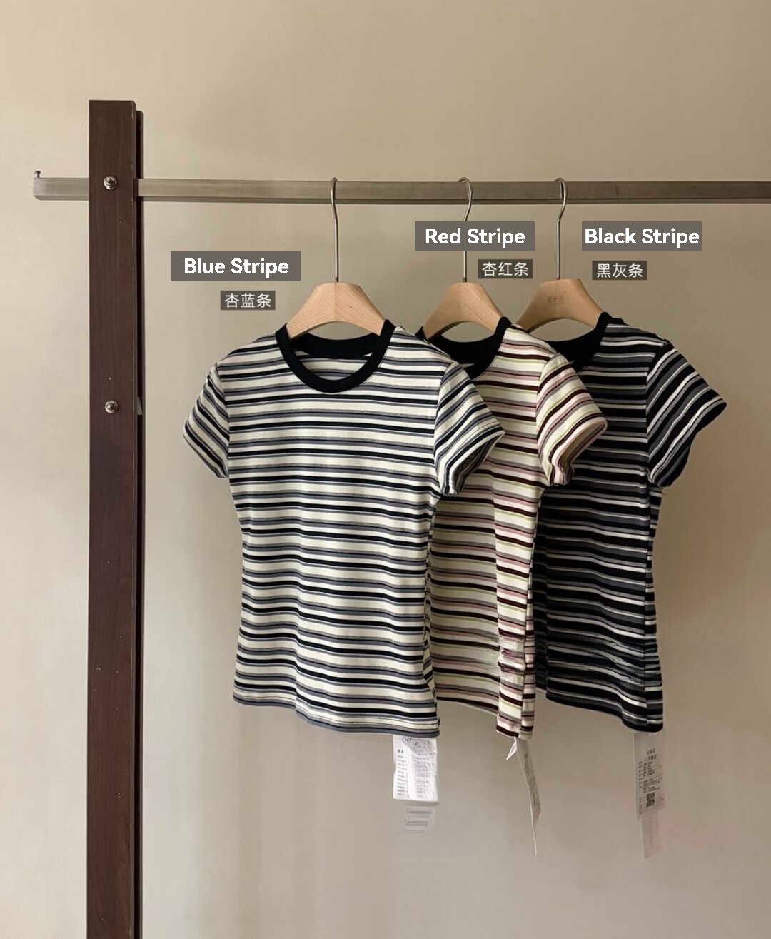 RINA Contrast Stripe Tee 韩系撞色条纹T恤*3 Colors