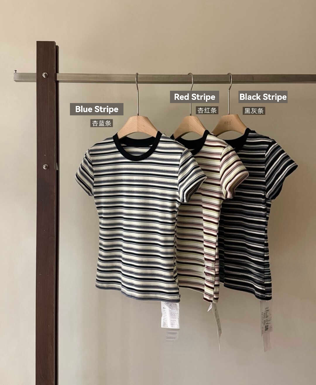 RINA Contrast Stripe Tee 韩系撞色条纹T恤*3 Colors
