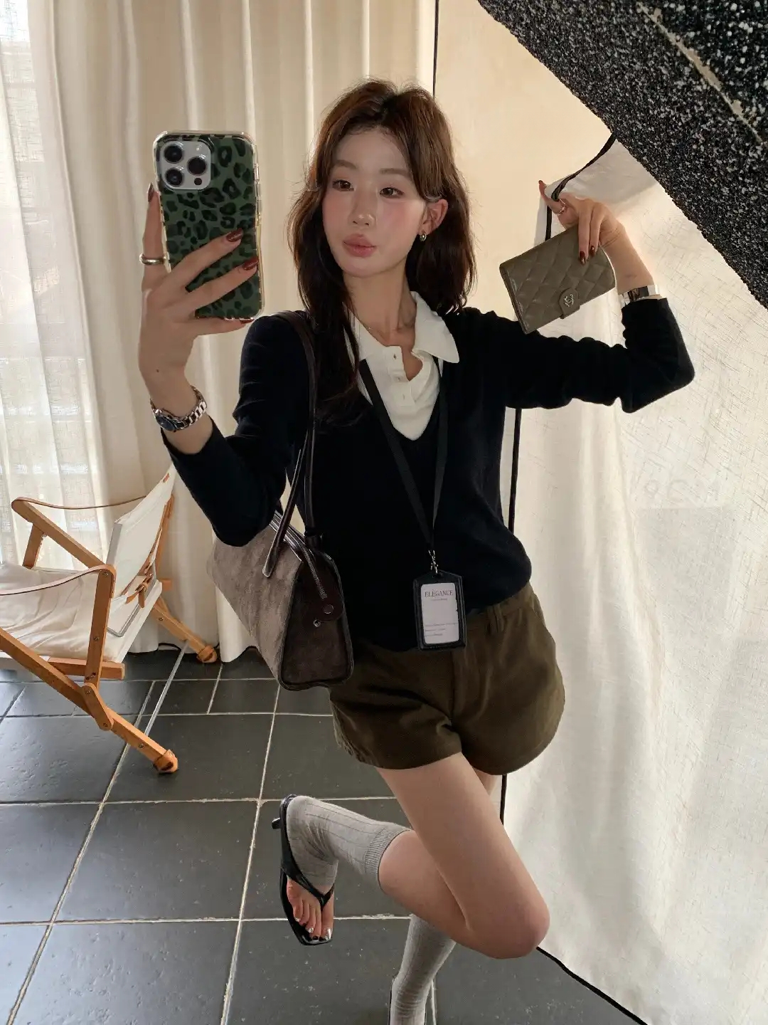 PARVÉ Contrast Collar Knit Top 高智份子！假两件老钱翻领撞色针织上衣* 3 Colors