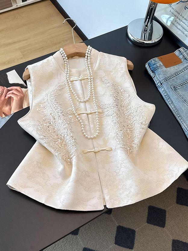 Sequin Embroidered Jacquard Vest 羽毛重工亮片刺绣提花马甲#1111 * 2 Colors