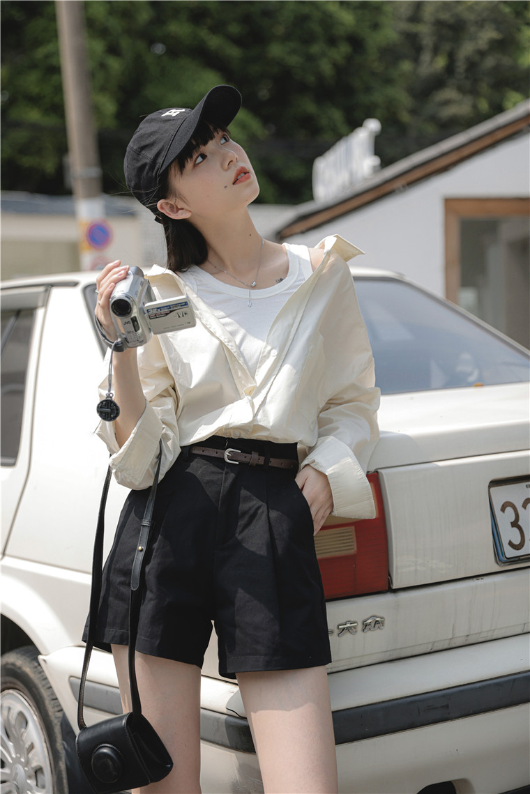 高腰洗水棉阔腿五分裤* 3 Colors