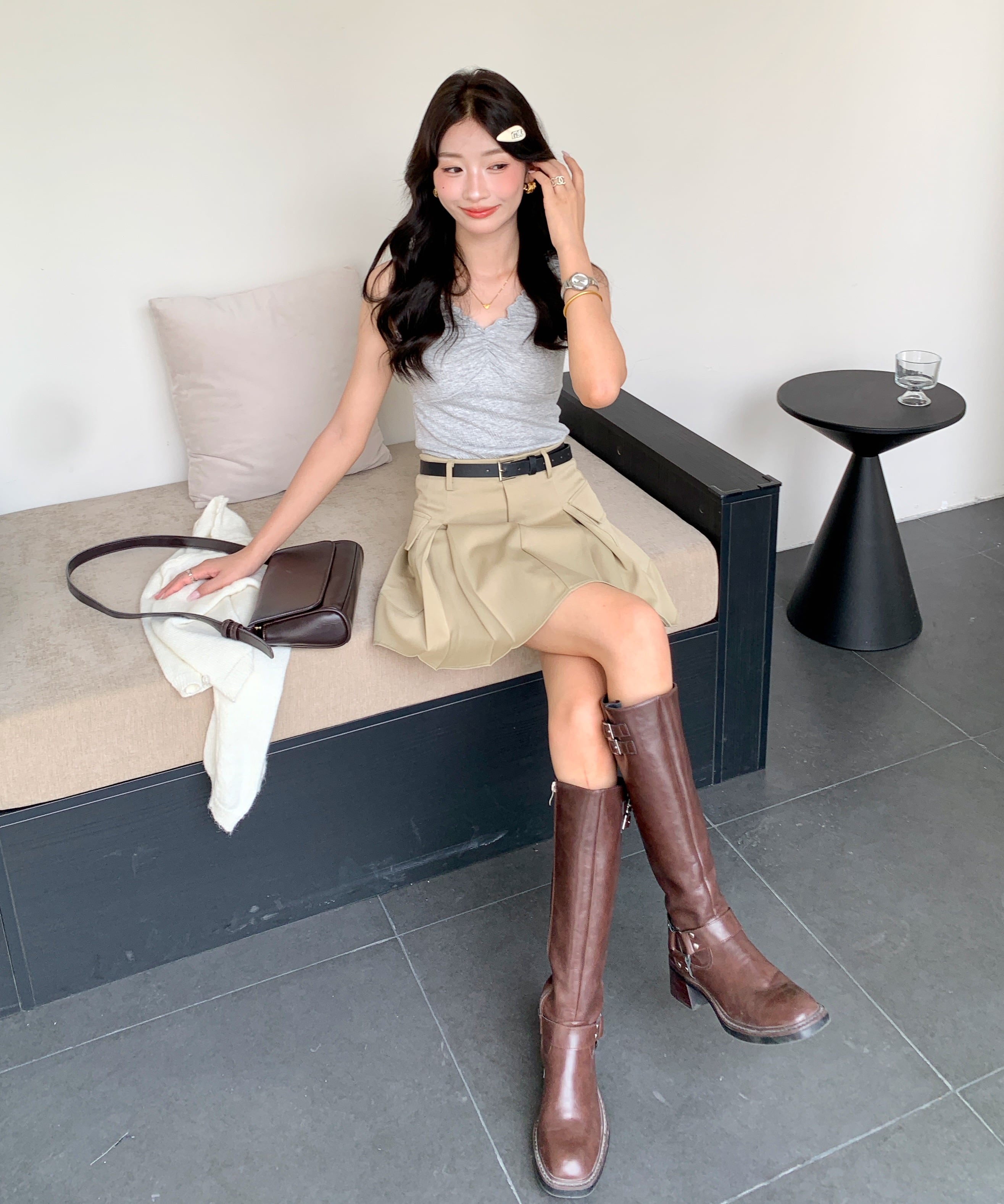 Pocket Mini Skirt 口袋短裙~配腰带*2 Colors