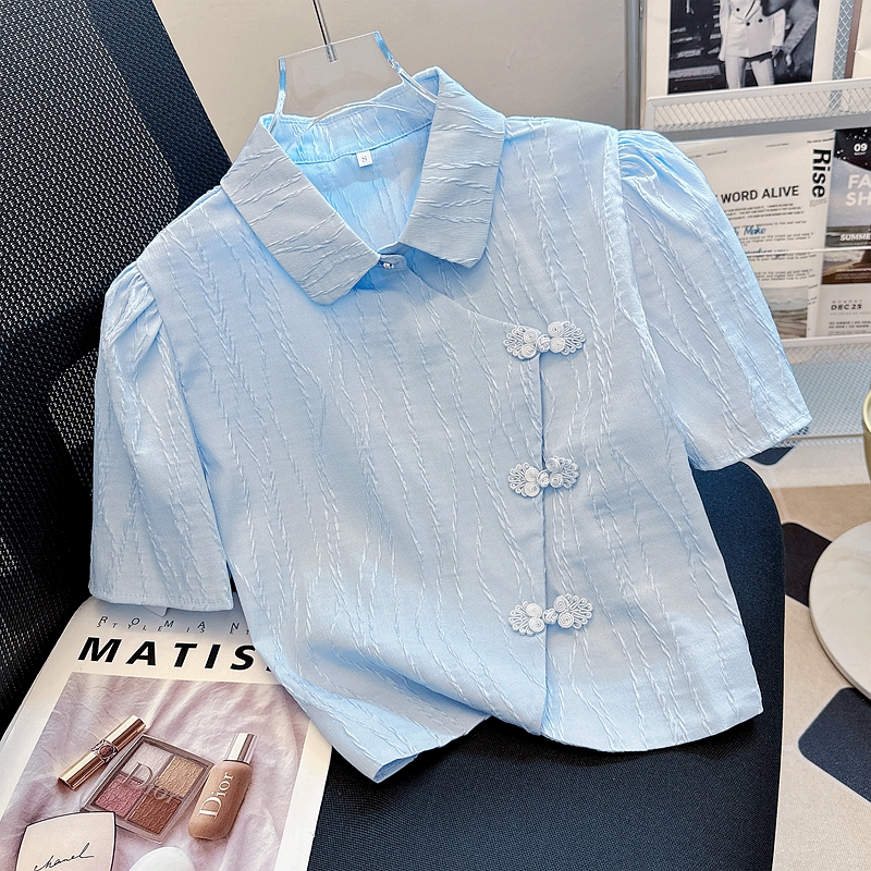 Yunora Frog Closure Shirt 中式盘扣短款衬衫*2 Colors