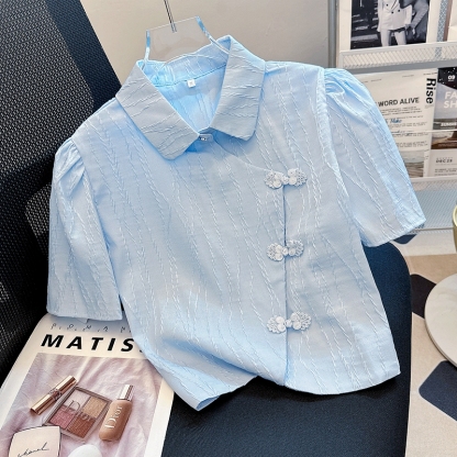 Yunora Frog Closure Shirt 中式盘扣短款衬衫*2 Colors