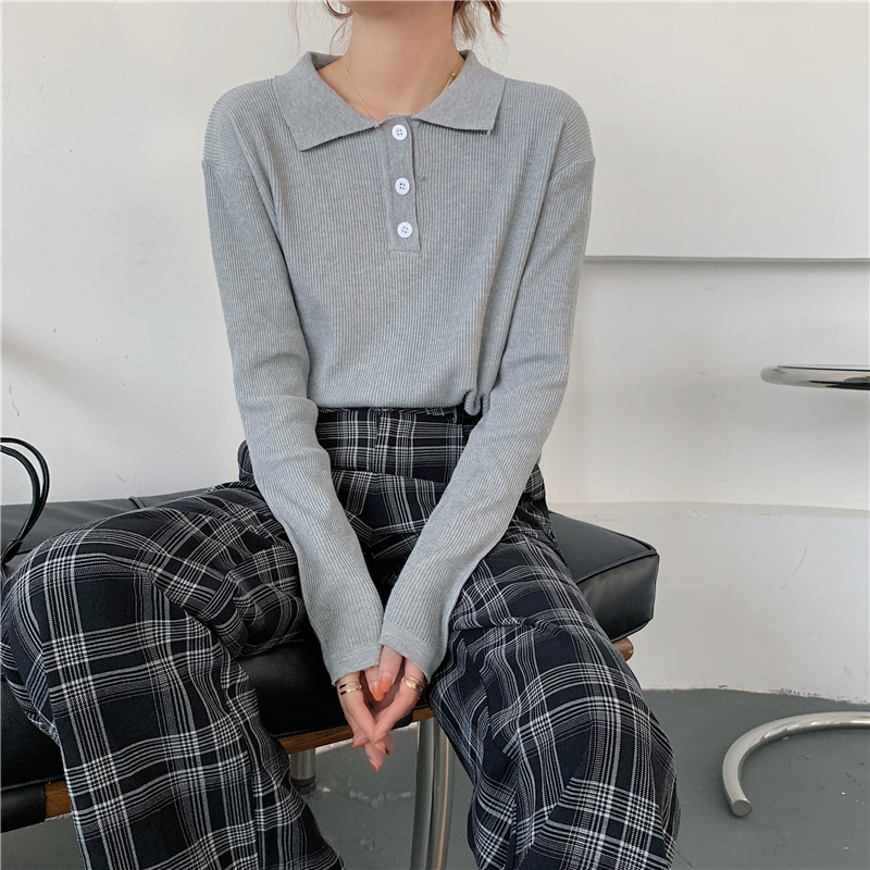 Buttoned Knit Top 纽扣设计针织长袖上衣*2Colors
