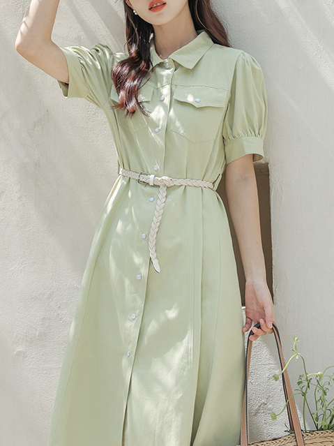 No Less than 125 Real Shot Spot Artistic Fresh Shirt Waist-Tight Dress