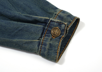 复古牛仔连衣裙 retro pleated waist-cinching denim dress