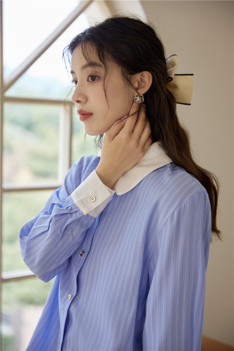 Old-school Color Block Striped Shirt 复古撞色纹长袖衬衫