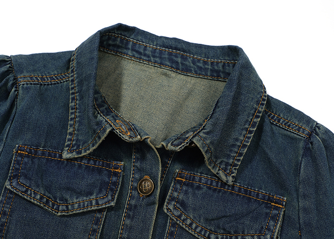 复古牛仔连衣裙 retro pleated waist-cinching denim dress