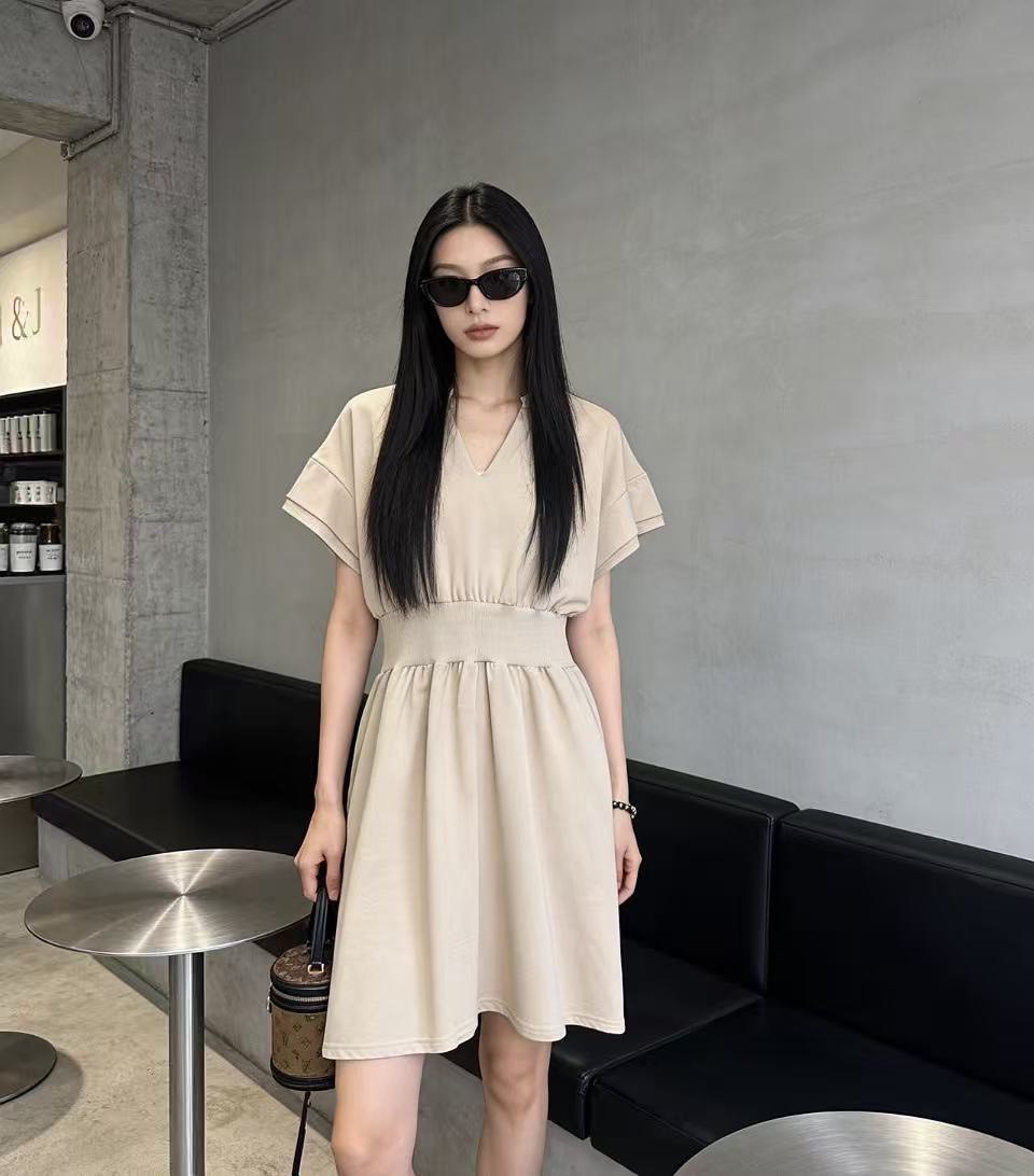 V-Neck Waist-Cinched Dress V领收腰连身裙*5 Colors