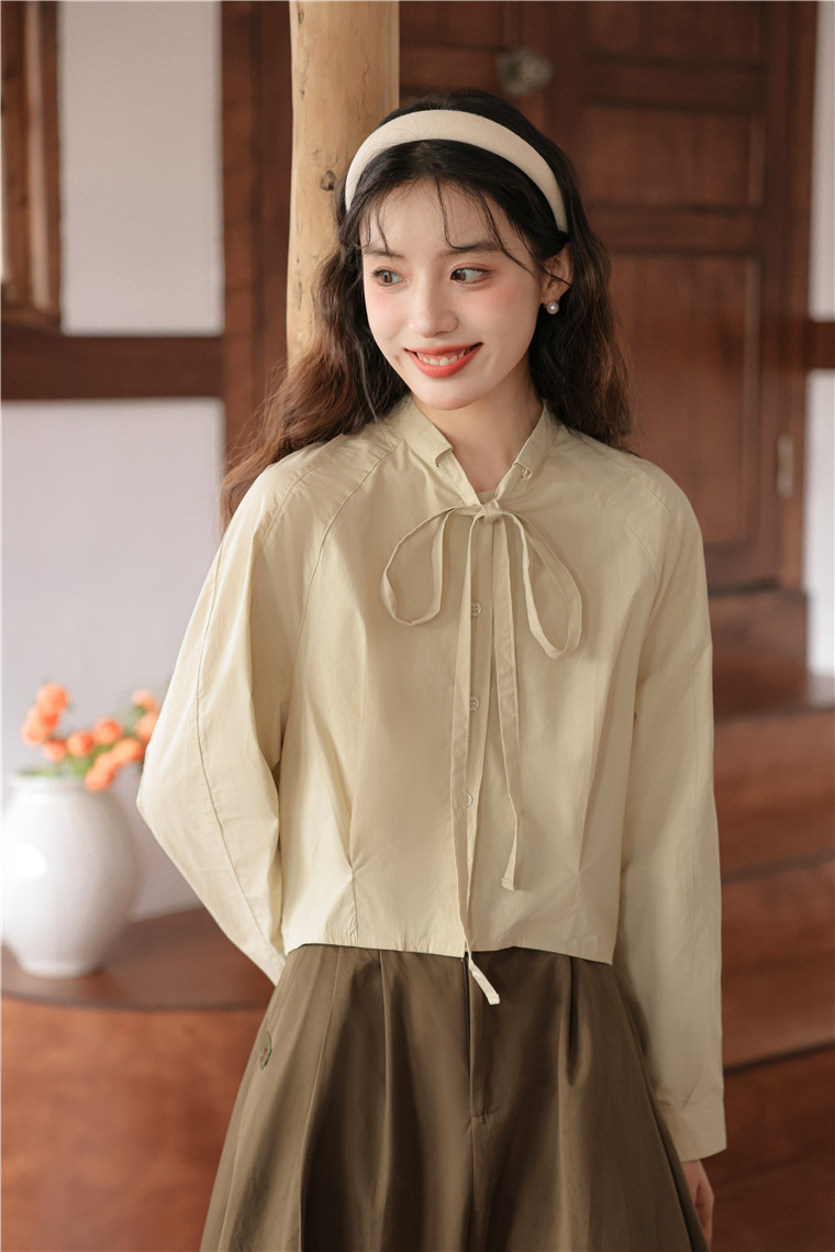 Sweet Bow-Tie Collar Blouse 甜美领口系带衬衫 * 2Colors