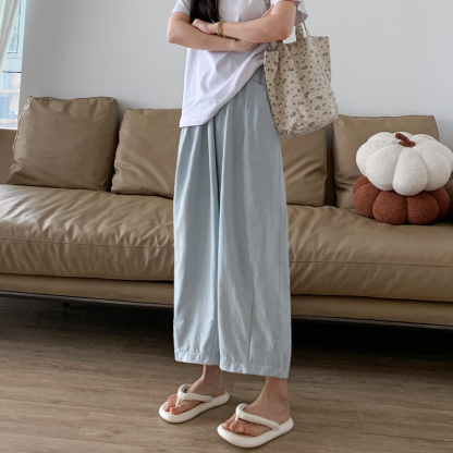 Textured Milk Pants for Women Summer Loose Draped Straight Leg Harem Pants Casual Acetate Velvet Cream Tapered Pants 肌理感奶芙裤