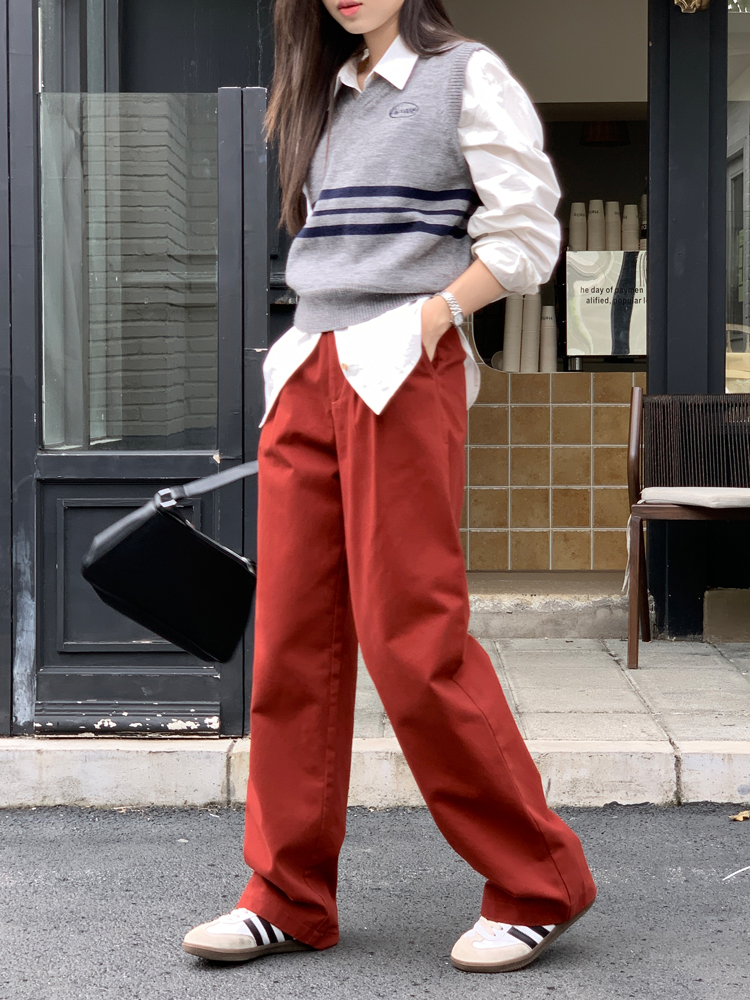  Adjustable Buckle Pleated Pants 调节扣压褶休闲裤*3 Colors