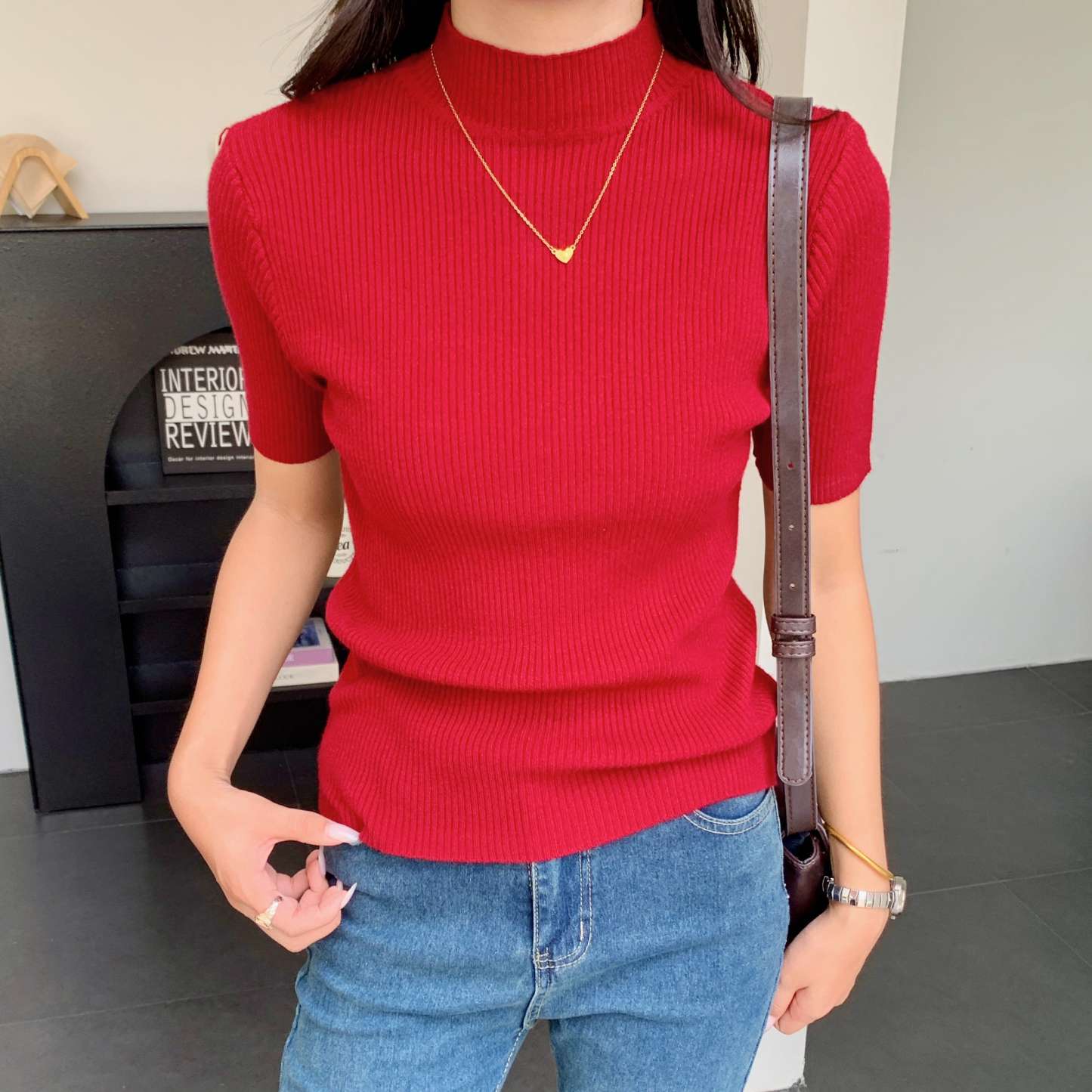 High Neck Ribbed Knit Top 高领罗纹针织上衣*4 Colors