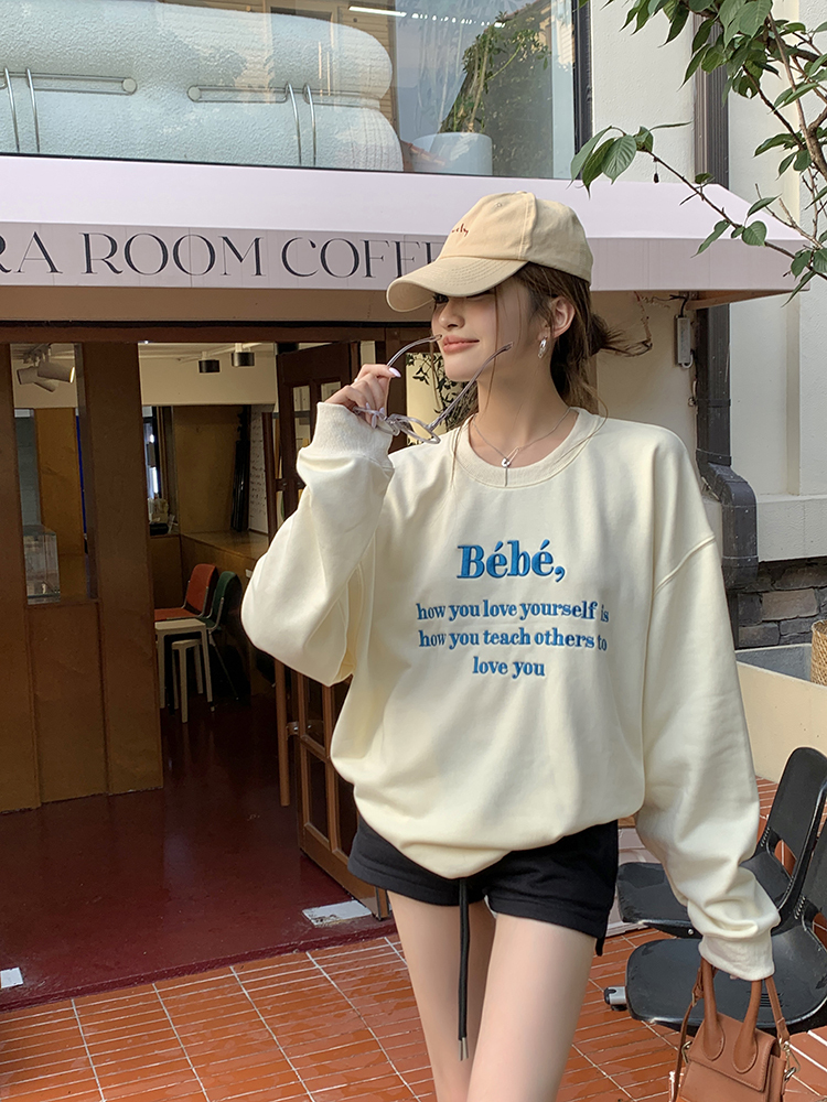 Macaron Bebe Embroidered Sweatshirt 马卡龙色Bebe刺绣宽松卫衣*2Colors