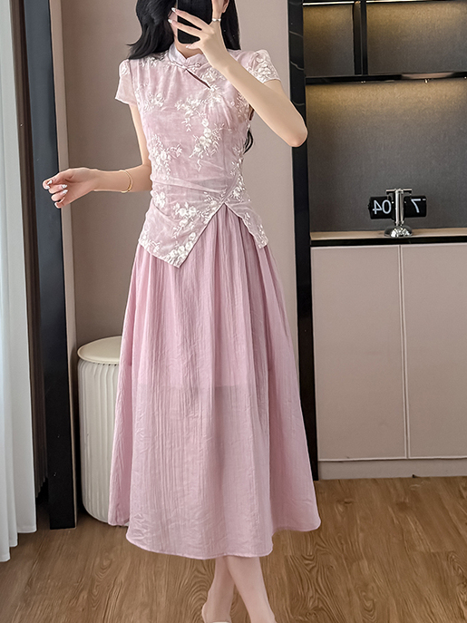 Floral Embroidery Layered Dress 小花刺绣假两件连衣裙*2 Colors