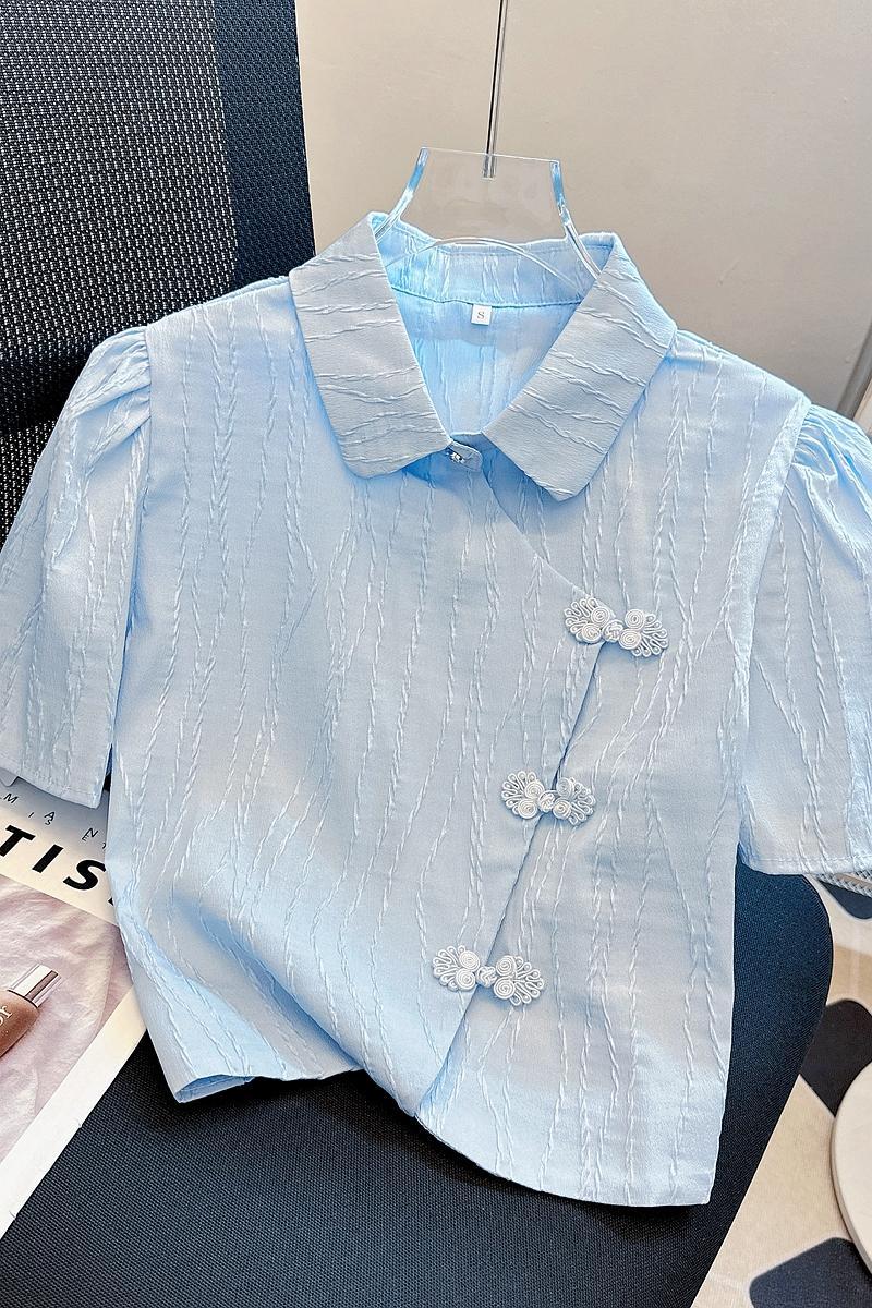 Yunora Frog Closure Shirt 中式盘扣短款衬衫*2 Colors