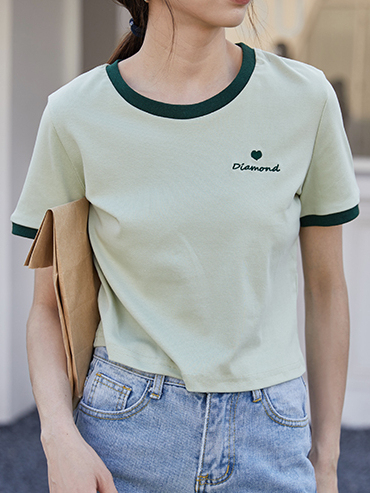 Contrast Border Crop Top 撞色边短款T恤
