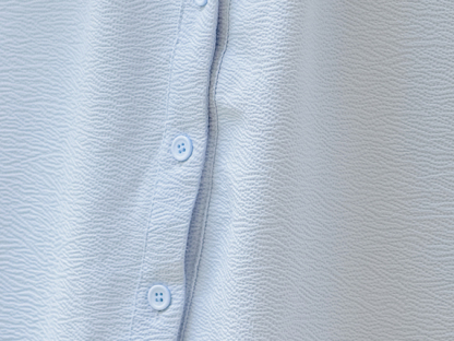 French Retro Blue Short-Sleeved Dress Women's 2024 Summer New V-neck Elegant A- line Midi Dress 40