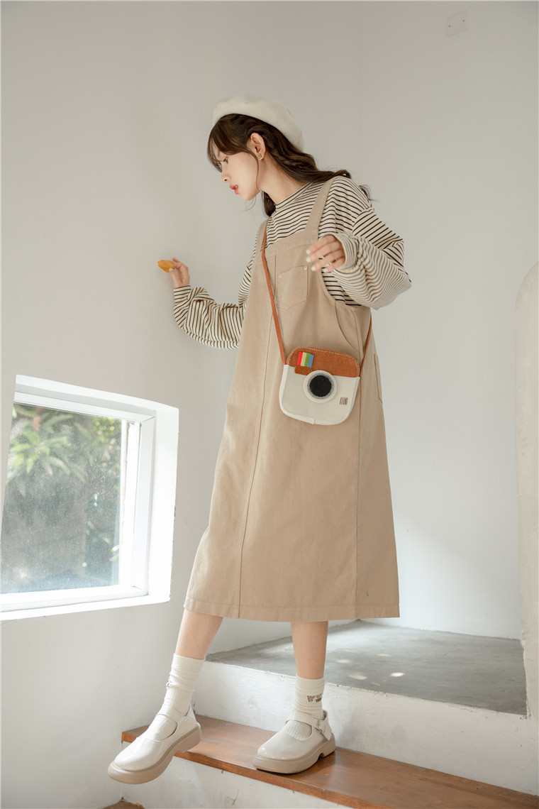 College Style Overall Dress  口袋工装背带裙* 2 Colors