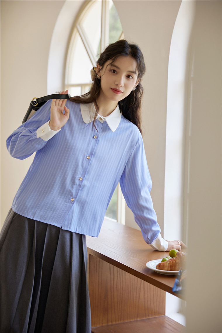 Old-school Color Block Striped Shirt 复古撞色纹长袖衬衫