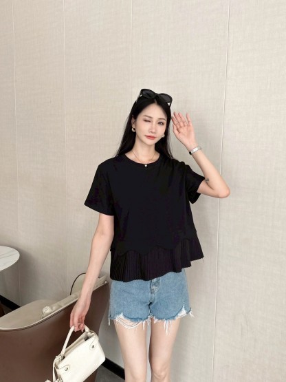 Ruffle Trim Pleated Top 木耳边百褶上衣*4 Colors