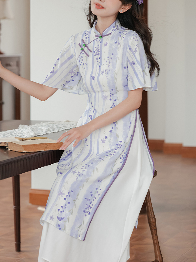 Lavender Grace Áo Dài Dress 紫色奥黛连衣裙