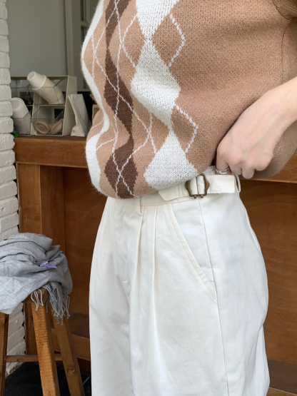  Adjustable Buckle Pleated Pants 调节扣压褶休闲裤*3 Colors