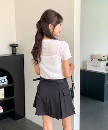 Pocket Mini Skirt 口袋短裙~配腰带*2 Colors