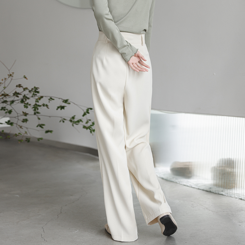 Real Shot-Temperament Mop Pants Women's Spring High Waist Drooping Casual Suit Pants 2024 New Loose Wide Leg Pants