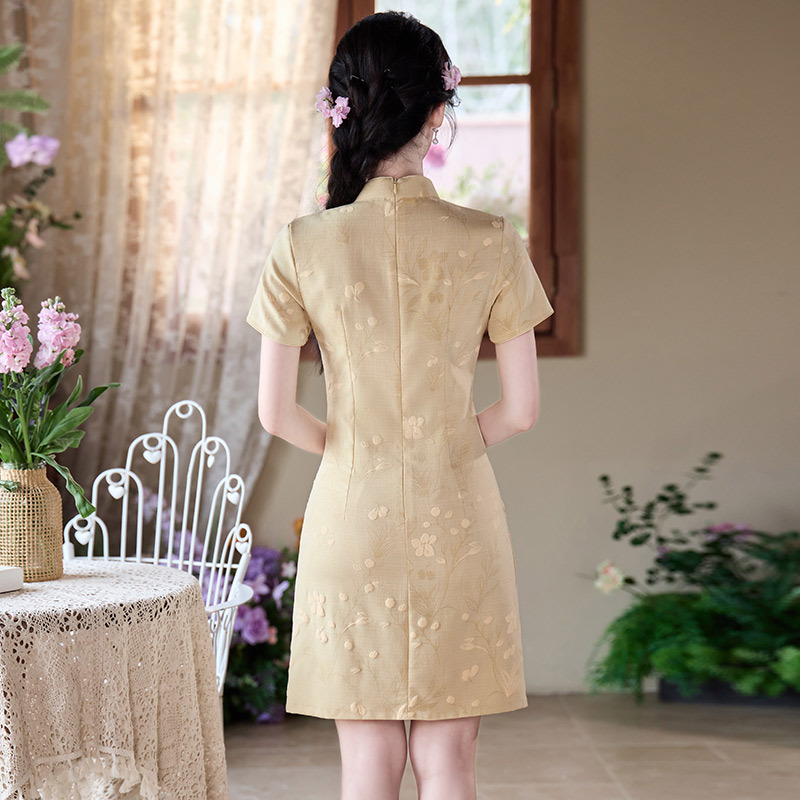 National Style New Chinese Style Short Cheongsam Improved Young Style 2025 New Girl Retro Short Sleeve Small Size Summer