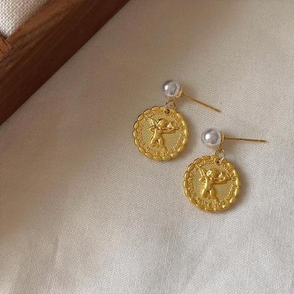 Matte Coin Earrings 哑光圆形金币耳钉