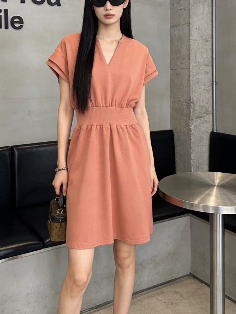 V-Neck Waist-Cinched Dress V领收腰连身裙*5 Colors
