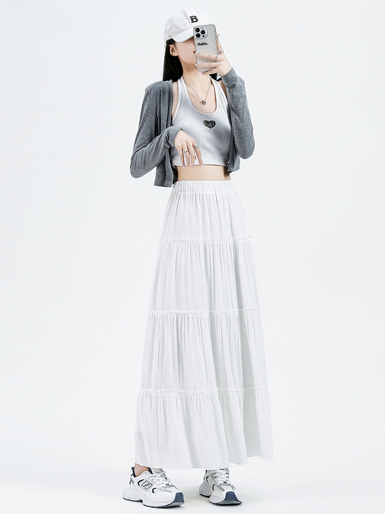 RINA Tiered Maxi Skirt 白色蛋糕裙