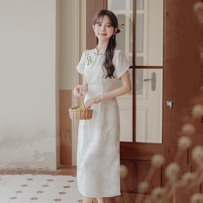 Bright Moon Bamboo New Chinese Improved Cheongsam Dress Women's Summer 2024 New Temperament Dress 50