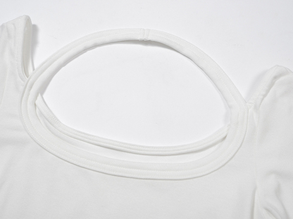 【套装】 Cutout Back Tee & Color Pop Skirt 露背镂空长袖T恤+多巴胺裤裙