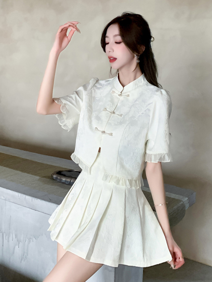 Serene Ink Pleat Skirt Two-Piece Set 水墨吟风百褶裙2件套*2 Colors