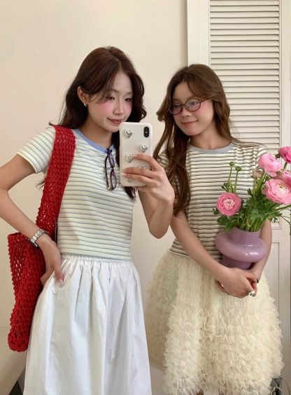 条纹控✜超好看撞色圆领T恤*2 Colors