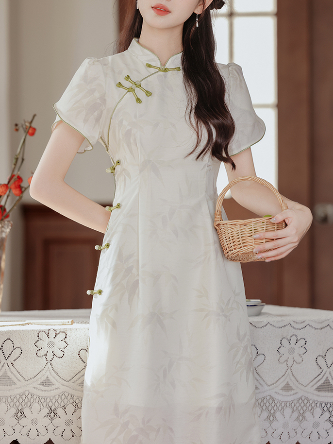 Bright Moon Bamboo New Chinese Improved Cheongsam Dress Women's Summer 2024 New Temperament Dress 50