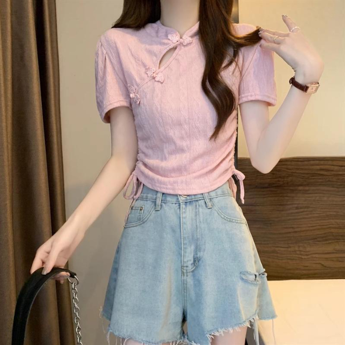 盘扣立领抽绳T恤*2 Colors