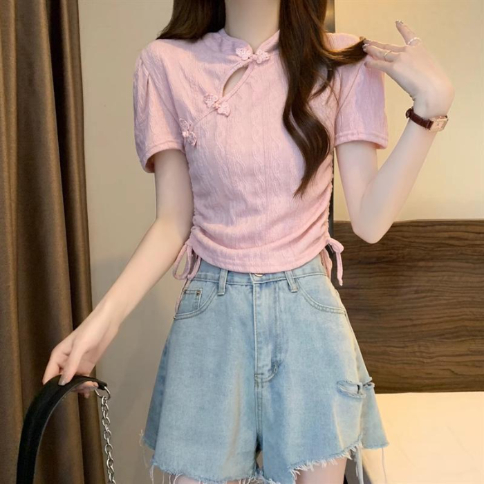 盘扣立领抽绳T恤*2 Colors