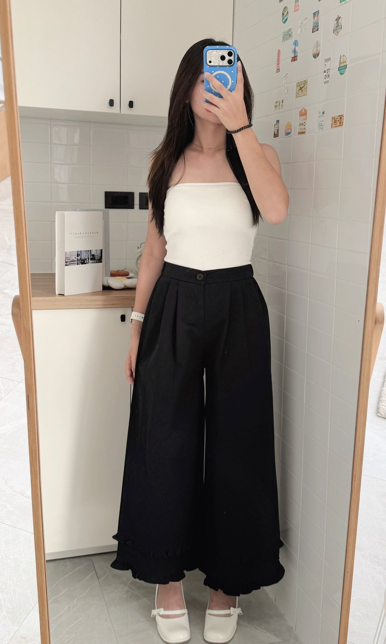RINA Sweet Ruffle Wide Leg Pants 甜美木耳边阔腿九分裤*6 Colors