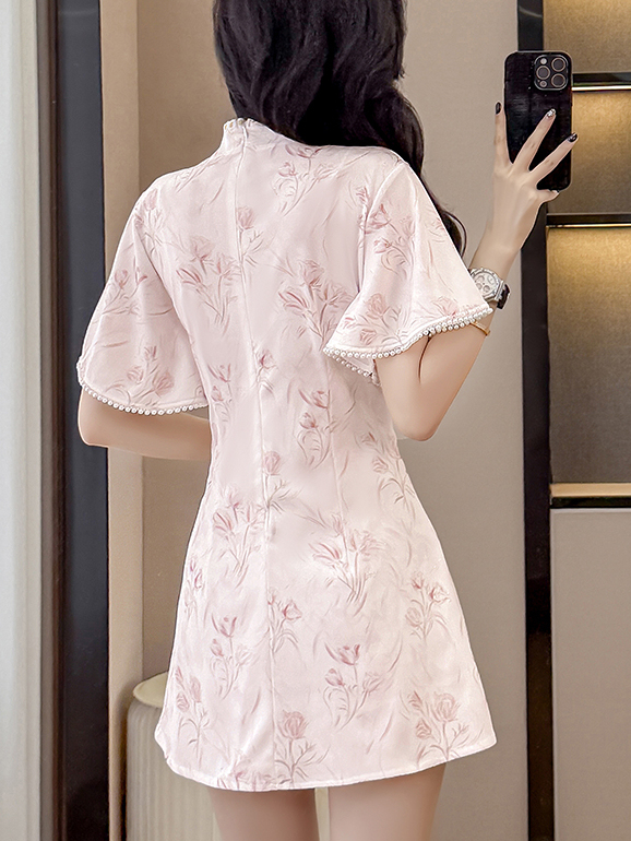 Real Shot Chinese Style Cheongsam Improved New Gentle Youthful Elegant High-end Dress Set Two Pieces
