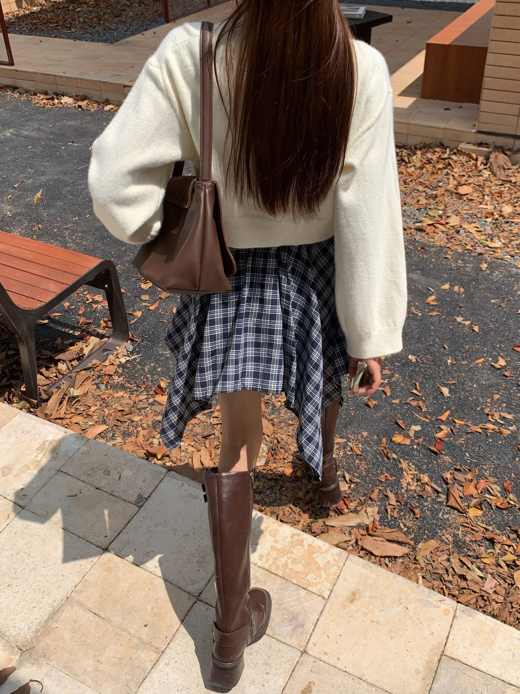 Plaid Ribbon-Tie Asymmetrical Skirt 不规则绑带格纹短裙*4 Colors