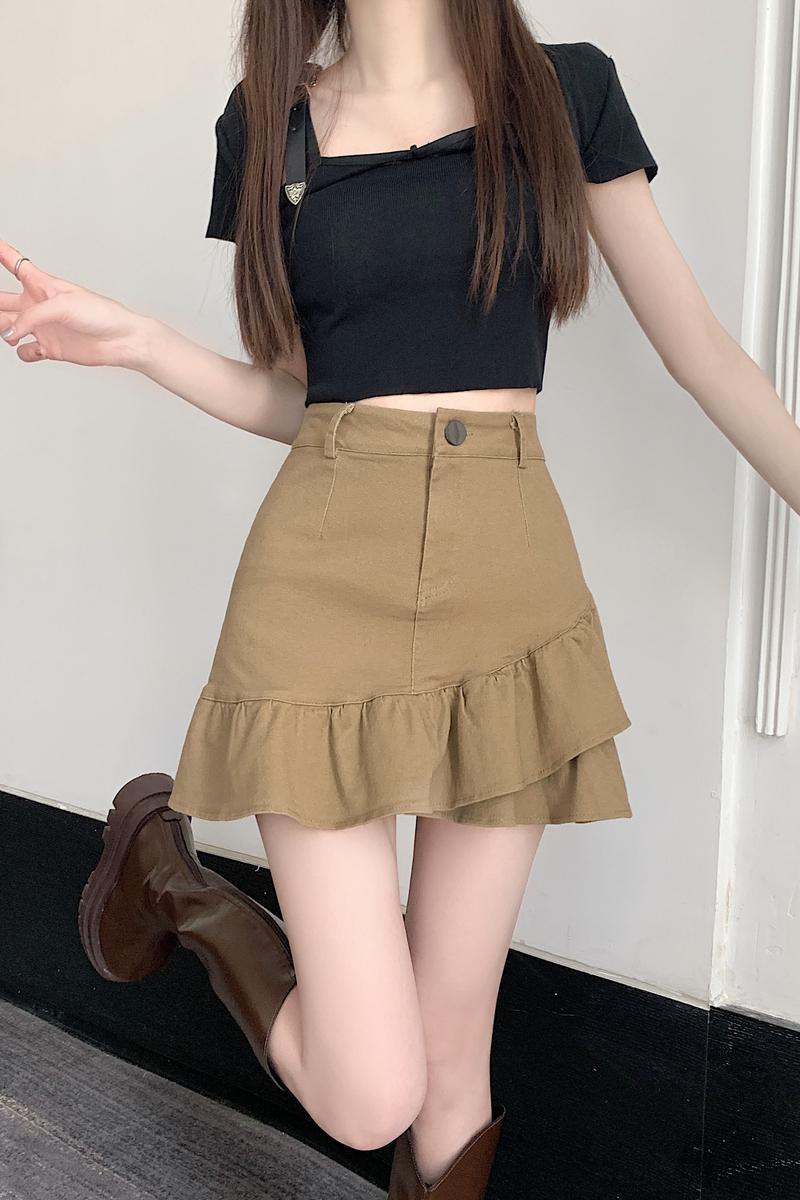 Stretch Sweet Lady A-Line Skirt 荷叶边短裙